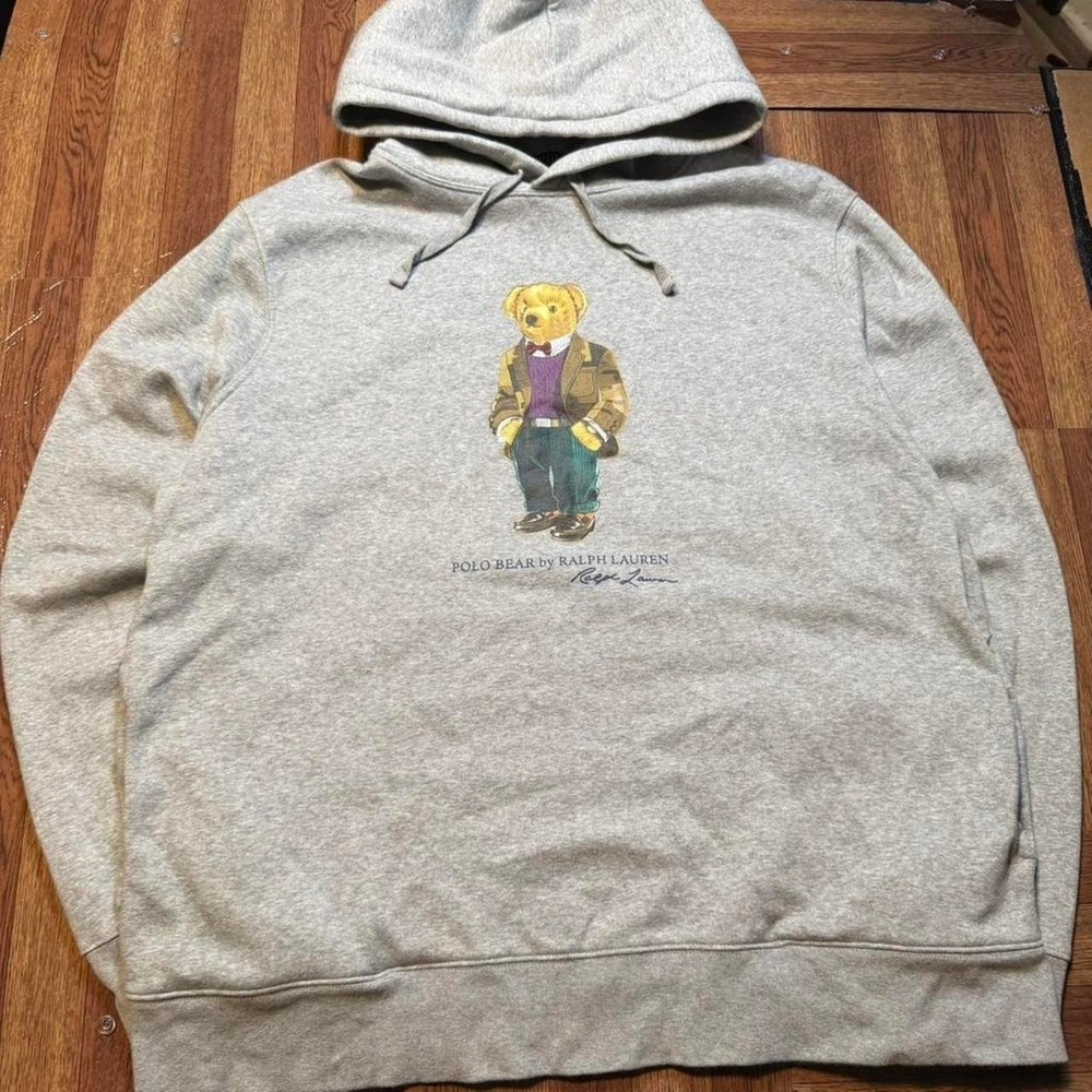 Polo Ralph Lauren Grey Fleece Coat Polo Bear‎ Hoodie XL